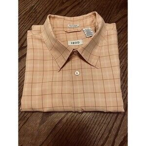 IZOD Men's Shirt Size XL Polynosic Button Down Short Sleeve Plaid
